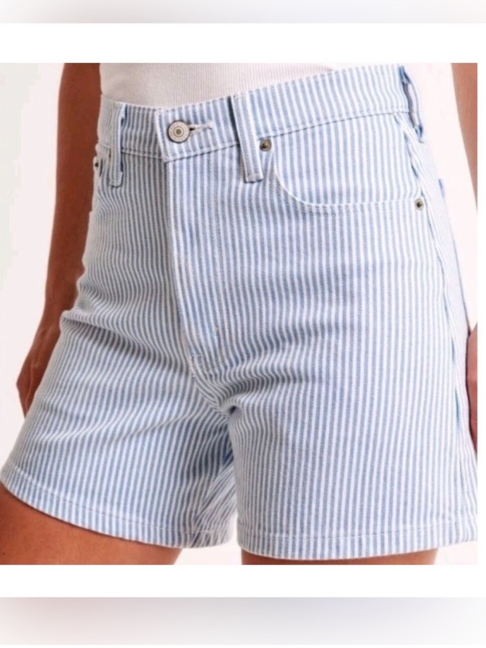 Abercrombie & Fitch The Dad Short High Rise Striped Denim Shorts | Size 27 (US 4